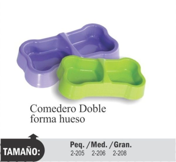 Comedero Doble Forma Hueso